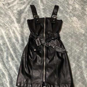 Black leather dress